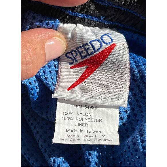 VTG Speedo Men's Mesh Lined Swim Shorts Blue Medium - Picture 5 of 8